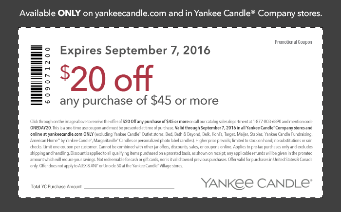 Yankee Candle Save 20 off a 45 Purchase!