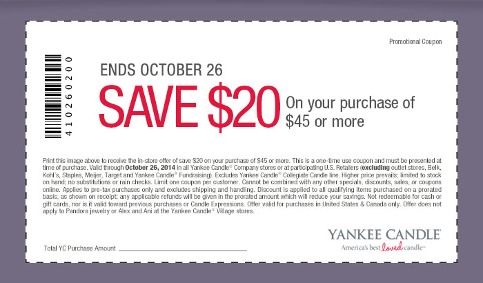 Coupon: Save $20 on your purchase of $45 of more