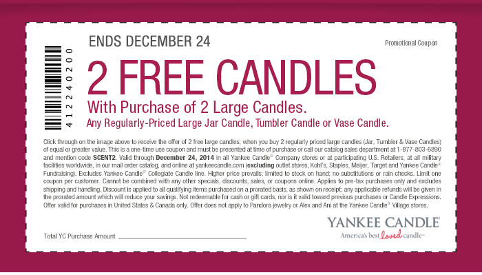 2 FREE CANDLES with purchase of 2 large candles.