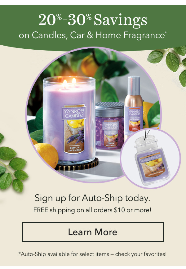 20%-30% Savings on Candles, Car & Home Fragrance