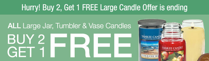 All Large Jar, Tumbler & Vase Candles - Buy 2 Get 1 FREE
