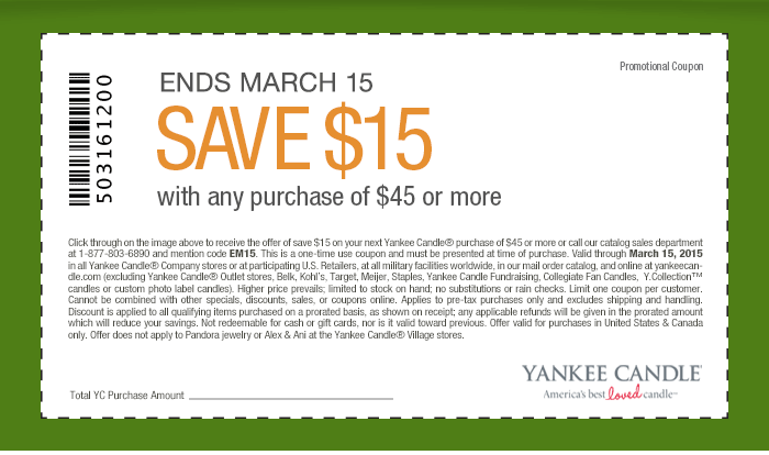 Coupon: Save $15 with any purchase of $45 or more