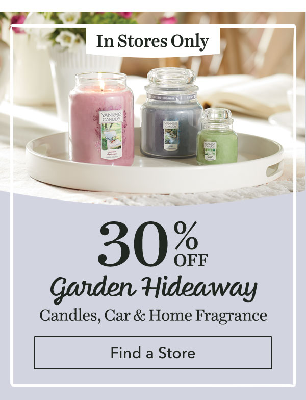 30% OFF Garden Hideaway Candles, Car & Home Fragrance