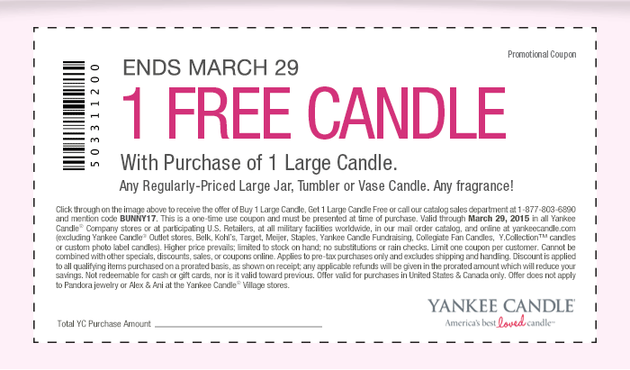 1 FREE CANDLES with Purchase of 1 Candles
