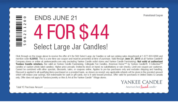 4 for $44 Select Large Candles: Coupon