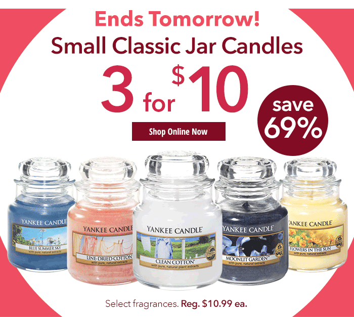3 for $10  Select Small Jar Candles