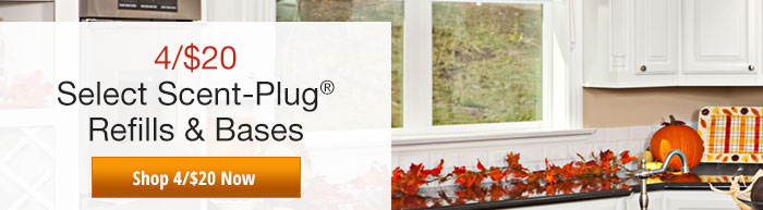 4/$20 Select Scent-Plug® Refills & Bases