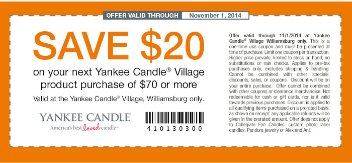 Coupon: Save $20 on your Yankee Candle® Village product purchase of $70 or more