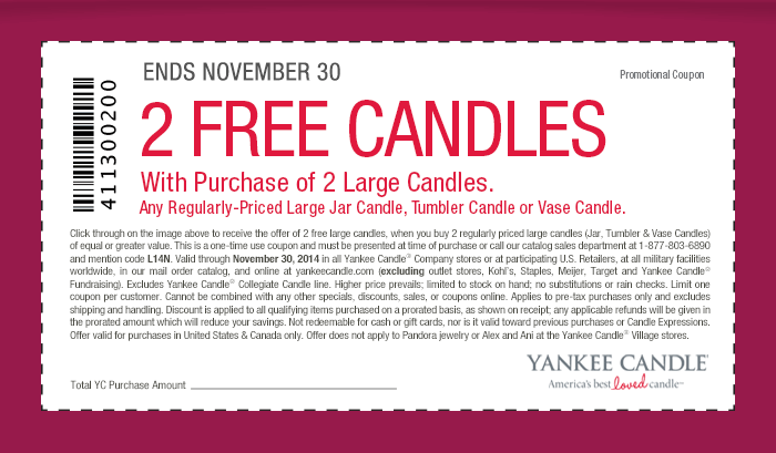 2 FREE CANDLES COUPON
