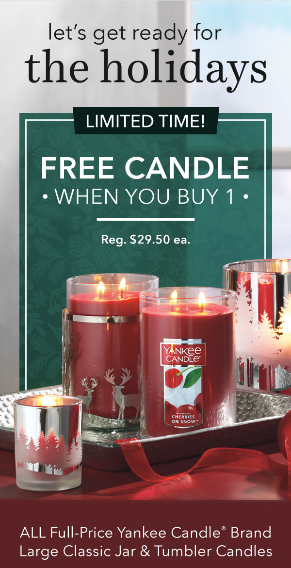 Buy 1, Get 1 FREE - All Full-Price Large Classic Jar & Tumbler Candles