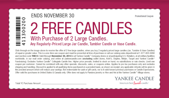 Coupon: Buy 2 Large Jar, Vase or Tumbler Candles, Get 2 Free