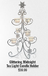 Glittering Midnight Tea Light Candle Holder